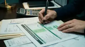 Adjuster calculating damages