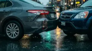 Car rear-end collision on street
