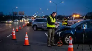 Expert inspecting cars